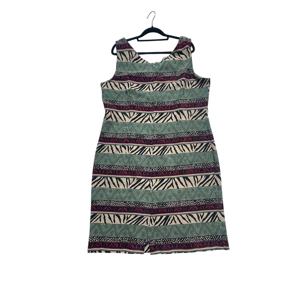 Kathie Lee Collection Dress Women 16 Multicolor Zebra Print Retro Boho VTG EUC